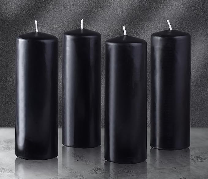 Hyoola Black Pillar Candles 2x8 Inch - 4 Pack Unscented Pillar Candles - European Made - Image 7