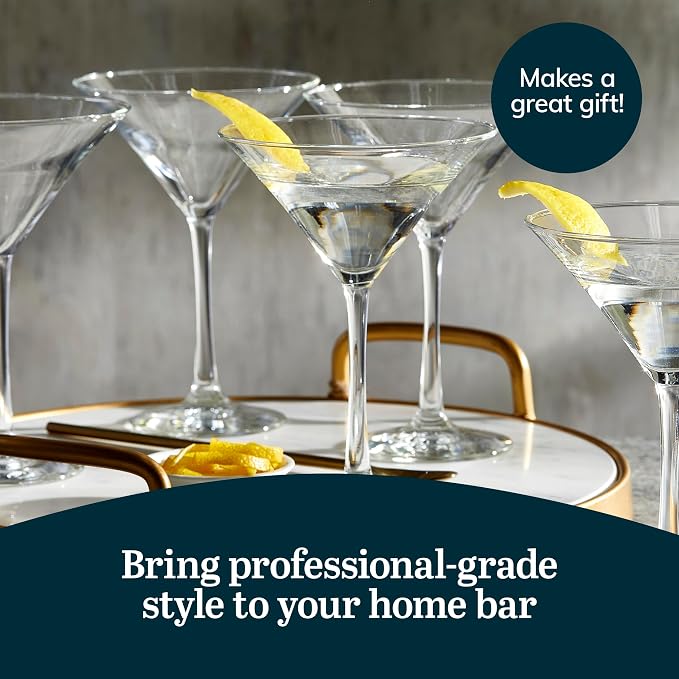 Libbey Entertaining Essentials Martini Glasses Set of 6, Tall, Slender, Triangular-Shaped Cocktail Glasses, Classic Martini Set for Wines, Cocktails - Image 5