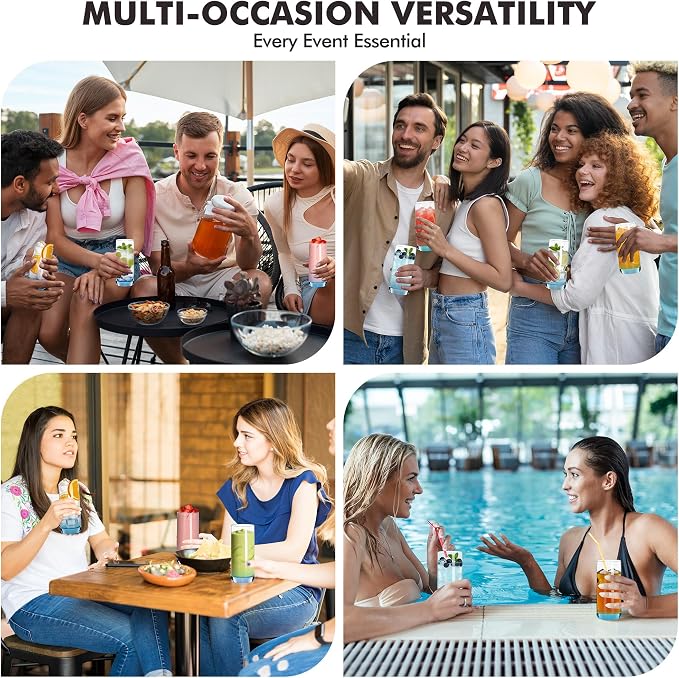 Blue Highball Glasses Set of 6,13oz Drinking Glass Cups for Mixed Drink Cocktail, Beer, Mojito, Water and Juice,Thick Tall Crystal Glassware for Kitchen, Restaurant, Home Bar and Parties - Image 9