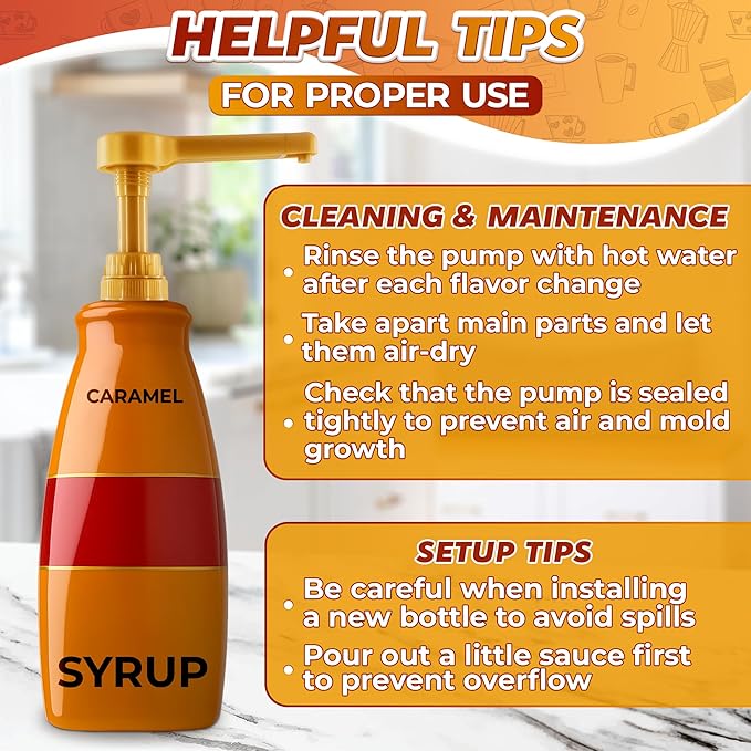 Pump for Coffee Syrup Bottle Set of 3 – Compatible with Torani, Davinci (64oz), and Ghirardelli (87-90oz) Bottles | Sauce Pump Dispenser 0.5oz Each Press – Adjustable Long Tube & Lockable Design