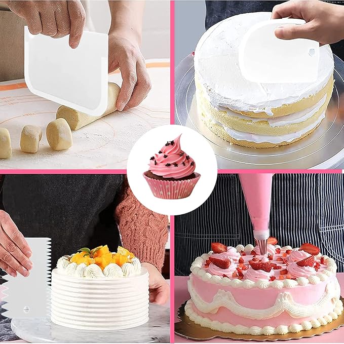 Dessert Cake Decorating Tools kit,Stainless Steel Frosting Piping Kit with 19 Icing Nozzles,3 Cream Scrapers,3 Nozzle Brush and 1 Reusable Pastry Bags,cupcake decorating kit