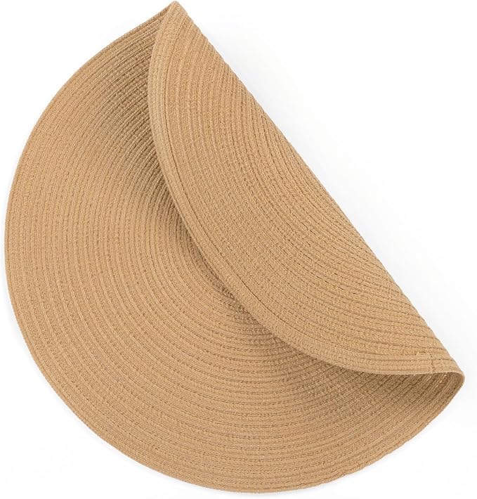 SHACOS Round Placemats Set of 8 Washable 15 inch Round Placemat Cotton Polyester Woven Braided Table Place Mats for Dining Table Decor, Camel - Image 6