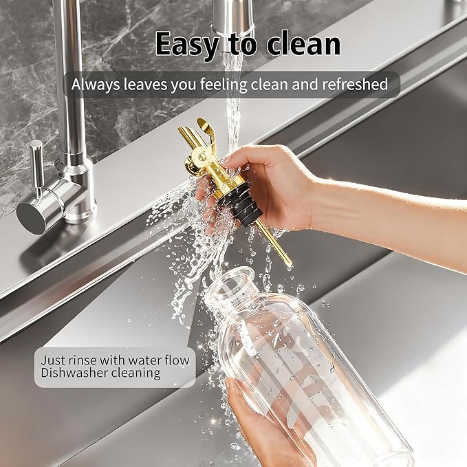 Auto Flip Liquor Pour Spouts 2-Pack, Leak-Proof 304 Stainless Steel Wine Pourer & Olive Oil Dispenser with Food-Grade Silicone for Kitchen, Bar, Restaurant (Gold)