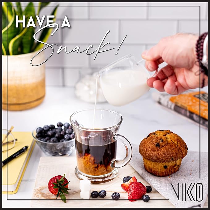 Vikko Glass Coffee Mugs Aroma Collection 13 Ounce Thick and Durable Wide, Set of 6 Heavy Base Dishwasher Safe Large Glass Coffee Cups - Image 5
