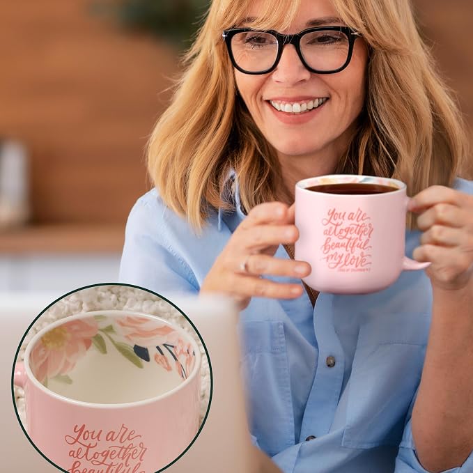 Christian Art Gifts Large CeramicCoffee & Tea Pink Floral Scripture Mug for Women: Altogether Beautiful Encouraging Bible Verse, Microwave/Dishwasher Safe, Wide Mouth, Easy-Hold Sturdy Handle, 14 oz - Image 4