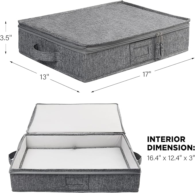 LotFancy Platter Storage Case, Hard Shell, China Storage Container for Moving, 17x13x3.5 in, 5 Felt Dividers Included - Image 6