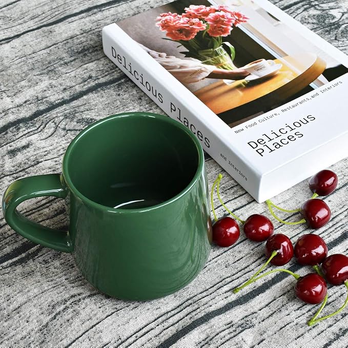 Bosmarlin Glossy Ceramic Coffee Mug, Tea Cup for Office and Home, 18 oz, Suitable for Dishwasher and Microwave(Dark Green, 2) - Image 2