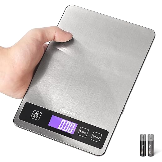 Food Scale for Kitchen, 15 kg/33 lb, Splash-Resistant Stainless Steel, Full-View LCD Display, Easy to Clean, 6 Units, Tare Function, Precise for Baking, Cooking & Meal Prep, Grey