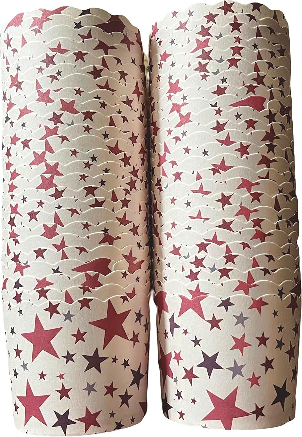 Paper Baking Cups, Greaseproof Disposable Cupcake Liners (Americana, Large Cups (50-Pack)) by Bake-In-Cup
