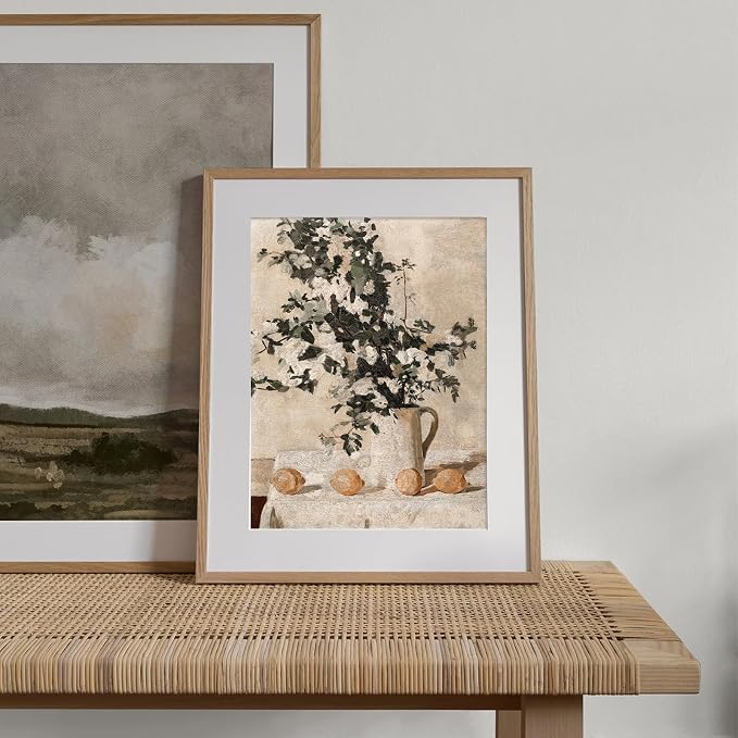 XOCUUI Vintage Wall Art Kitchen, Flowers and Lemons Pictures Painting Botanical Decor, Unframed Canvas Prints Art, Vintage Bathroom Decor, Farmhouse Wall Art for Dining Room-8x10 - Image 2