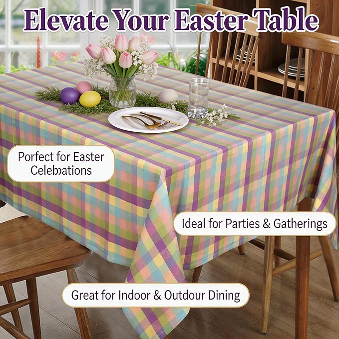 Urban Villa Tablecloth Cotton Tabletop 60x84 (6-8 Seats) Easter Checks - Image 2