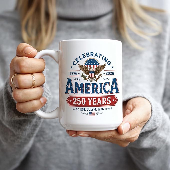 America 250 Coffee Mug, 250 Anniversary USA Coffee Mug, 250th Anniversary USA Cup, 15 oz Ceramic Patriotic Cups, America Gifts, Patriotic Gift, Independence Day, 4th of July - Image 5