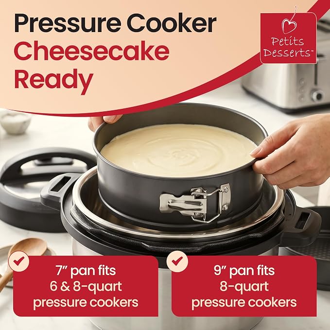 Cheesecake Pan and Springform Cake Pan Set - 4, 7, 9 and 11 in, NONSTICK | with CAKE SLICER and TESTER; INSTANT POT – Compatible; Easy-open Latches for Cheesecakes, Layer Cakes, Quiches; for Gifting - Image 7