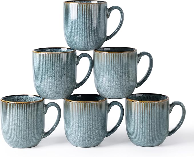 GBhome Ceramic Coffee Mugs Set of 6, 12oz Handmade Ceramic Coffee Mugs Set with Gradient color for Latte/Tea/Beer/Hot Cocoa, Dishwasher & Microwave Safe by GBhome