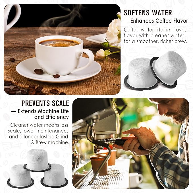 Qualirey 6 Pack Coffee Water Filter Replacement, Compatible with Café and GE Profile Grind & Brew Machine, Charcoal Coffee Filter Cartridges, Replacement for C7CGFLTR, Replace Every 3 Months