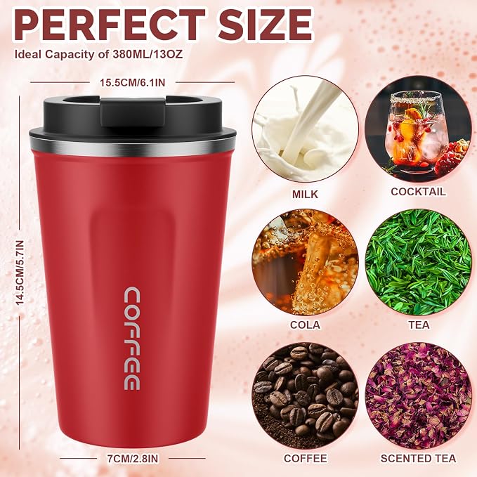 MOMSIV 12oz Travel Coffee Mug, Insulated Coffee Cup with Leakproof Lid | 6-Hour Heat Retention, 360°Leak proof, Vacuum Stainless Steel Double Walled, BPA-free, Reusable And To Go Coffee Mug - Image 2