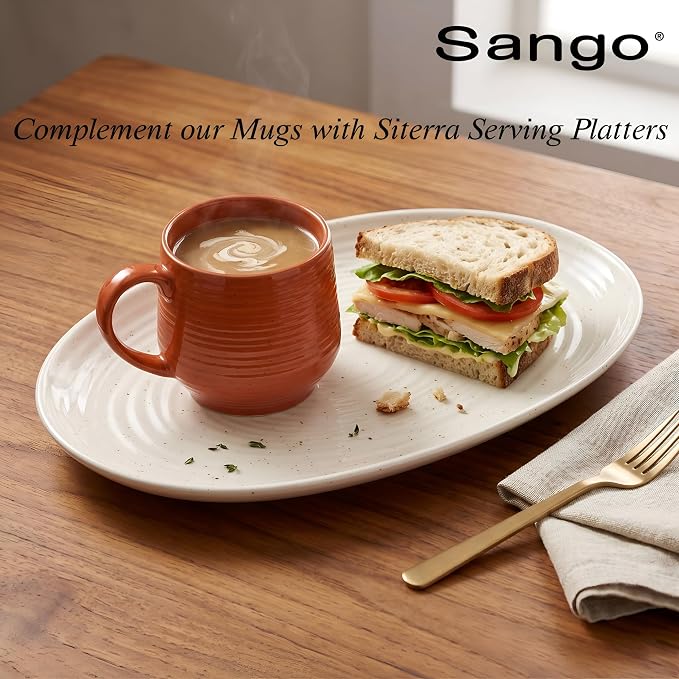 SANGO 17.5 oz Stoneware Coffee Mugs Set of 4, Rustic Ceramic Mug with Speckled Reactive Glaze, Large Pottery Drinkware for Coffee or Tea, Dishwasher & Microwave Safe Mugs, Siterra Painter’s Palette - Image 7
