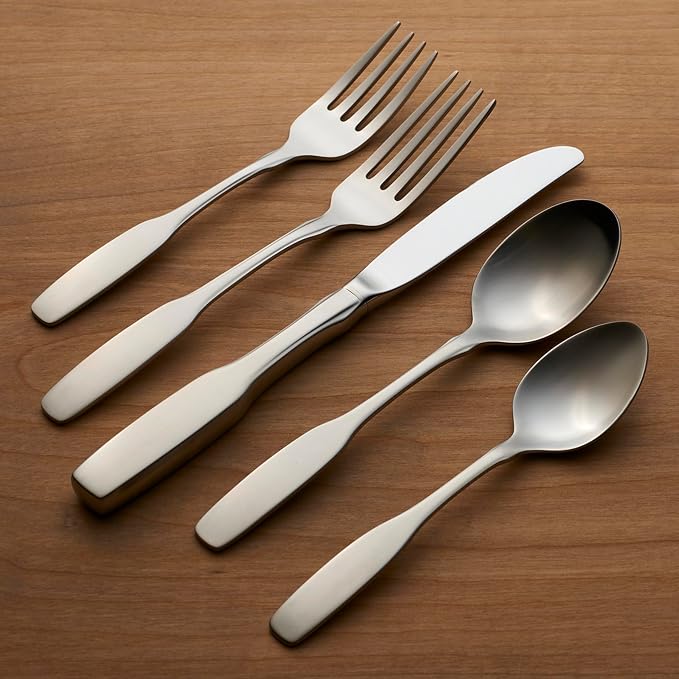 Oneida Paul Revere 5-Piece 18/10 Silverware Set for 1, Flatware | satin finish, dishwasher safe | includes knives, forks, and spoons | cutlery set for kitchen and dining - Image 2