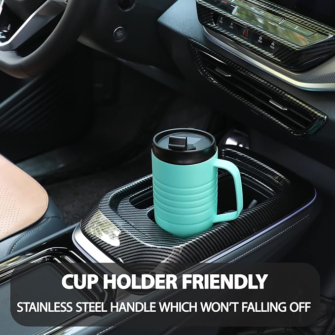 HAUSHOF 24 oz Travel Mug with Handle, Stainless Steel Vacuum Insulated Coffee, Double Wall Travel Mugs with Leakproof Lid, BPA Free - Image 2