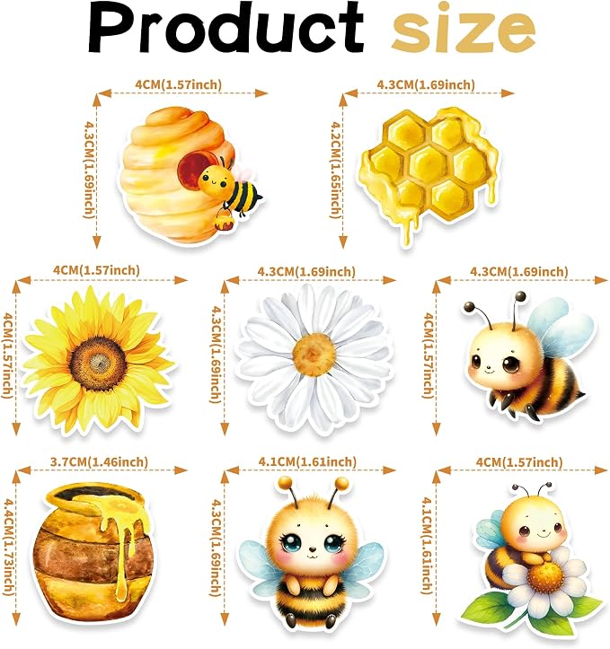 48 PCS Edible Bumble Bee Cupcake Toppers Wafer Paper Oh Babee Cake Decorations for Bee Theme Baby Shower Kids Boys Girls Birthday Cake Party Decoration - Image 6