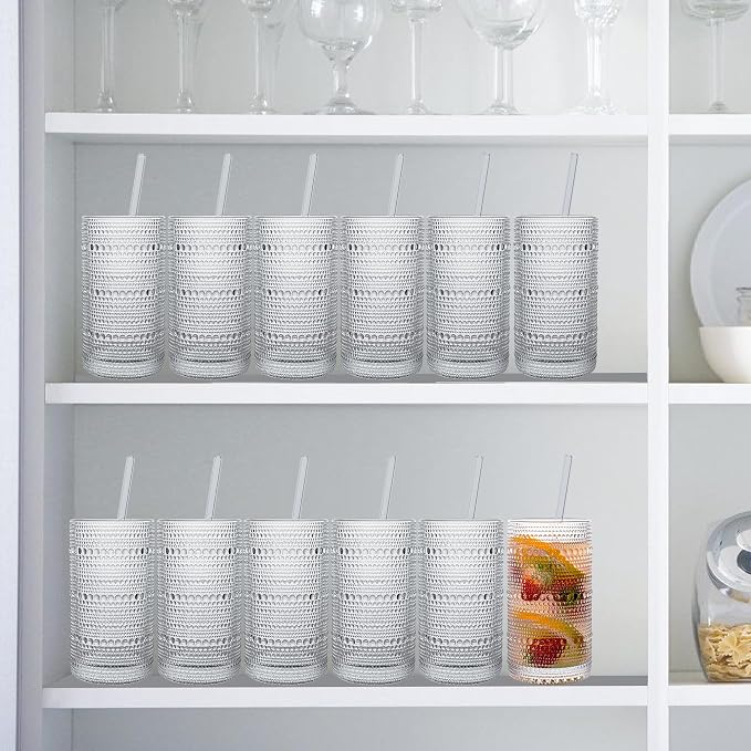 Dingerjar Upgraded Large Capacity 16 oz/480 ml Hobnail Glasses Drinking Set of 12 - Heavy Vintage Glassware - Image 8