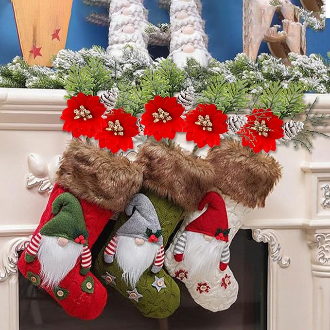 32PCS Christmas Cupcake Toppers Picks With Flowers, Pinecone, Pine Tree for Merry Christmas Table and Baby Shower Decorations Supplies - Image 2