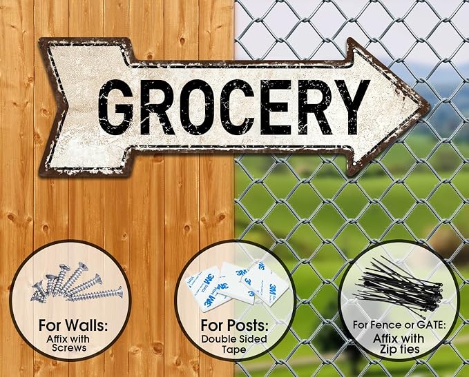 Mukuko Retro Arrow Metal Tin Sign Grocery Wall Decor Bar Restaurant 6" x 18" - Image 4