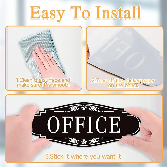 The Office Door Sign for Home and Business，Self-Adhesive Waterproof and Fade-Resistant Modern Office Sign Sticker for House，Business，Door, Window Black - Image 3