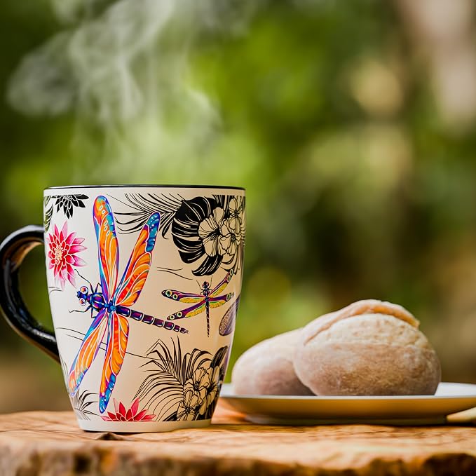 Color Changing Dragonfly Coffee Mug 12oz – Heat Sensitive Ceramic Cup with Floral Reveal – Dragonfly Gifts for Women, Unique Coffee Mugs, Christmas Holiday Gift, Perfect for Coffee, Tea or Cocoa - Image 3