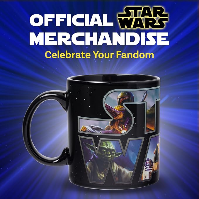 Silver Buffalo Star Wars Logo, Heat Reveal Ceramic Mug, 20oz | Coffee Cup, Boba Fett, Yoda, Luke, C-3PO, R2-D2 and Darth Vader, Stormtrooper, 0.59 Liters - Image 7