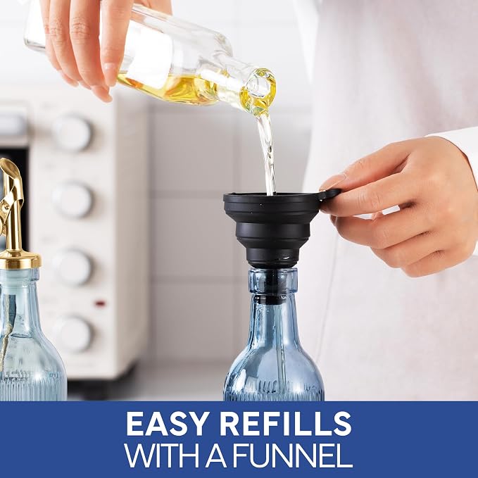 COOK WITH COLOR Glass Olive Oil Bottle Dispenser - 2 Pack- 17oz Vinegar Cruet - Olive Oil Carafe Decanter for Kitchen - Image 7