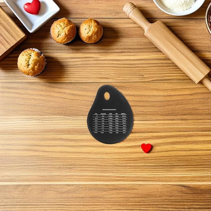 TIDTALEO 4pcs Black Silicone Baking Cutter with Compact Design and Kitchen Measurement Conversion Chart, Pastry Tool for Baking and Cooking Preparation, for Beginner and Professional Users - Image 6