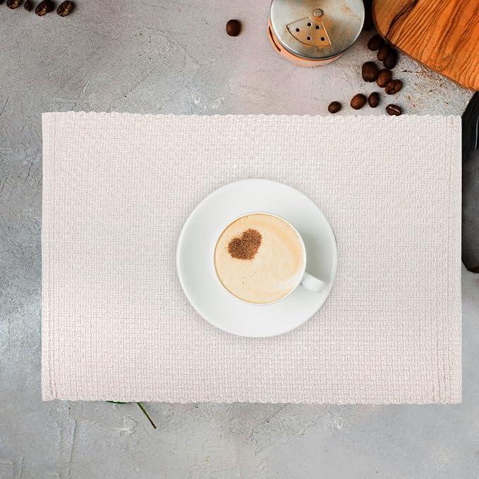 Urban Villa Two Tone Placemat Cotton Tablemat 14x20 (Set of 6) Beige - Image 8