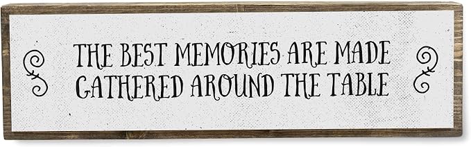 Kitchen Wood Signs (Medium - Wood And Metal, The Best Memories Are Made Gathered Around The Table) by ANVEVO