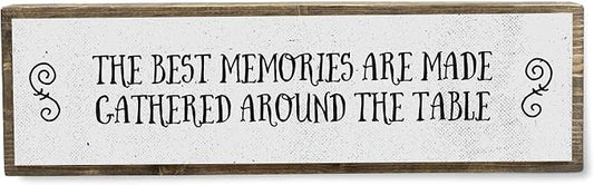 Kitchen Wood Signs (Medium - Wood And Metal, The Best Memories Are Made Gathered Around The Table) by ANVEVO