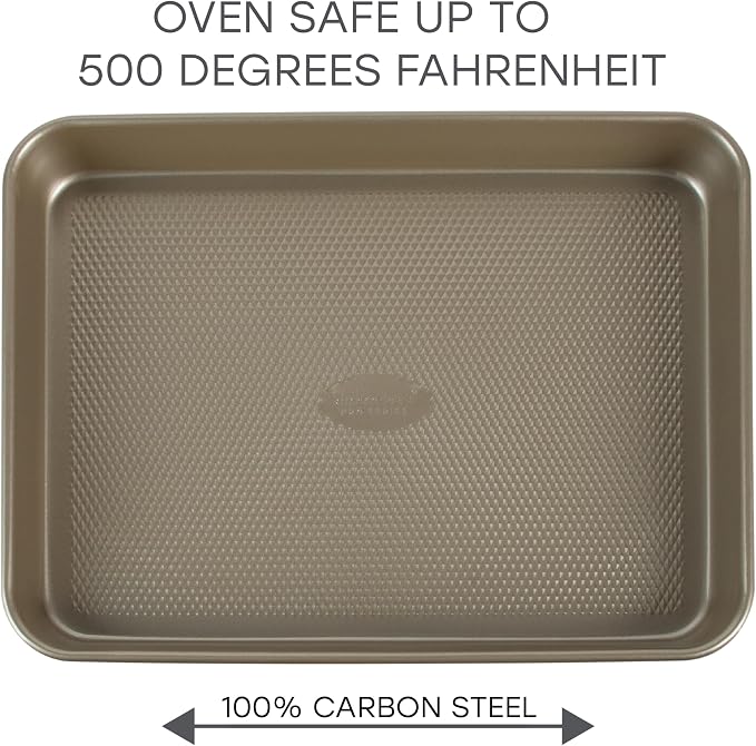 Carbon Steel Non-Stick Baking Sheet Pan with Diamond Textured Base, Heavy Duty Oven Safe Cookie Tray, Easy Clean Rust Resistant Bakeware for Cookies, Pastries & Roasting Vegetables - Image 4