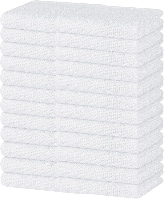 Homaxy 100% Cotton Waffle Weave Kitchen Dish Towels 24-Pack, White | 13 x 28 Inches, Ultra Soft Absorbent Dish Towels, Quick Drying Cleaning Towels by Homaxy