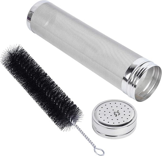 Beer Brewing Dry Hopper Filter Akamino 300 Micron Mesh Stainless Steel Hop Filter Strainer with Nylon Bristles for Home Beer Brewing Home Coffee
