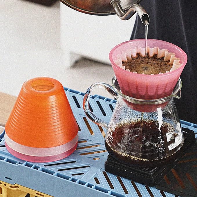 Pour Over Dripper, Flat Bottom Coffee Filter with Food Grade PP Construction, Reusable Brewing Cup for Home, Cafe & Office Use (Orange)