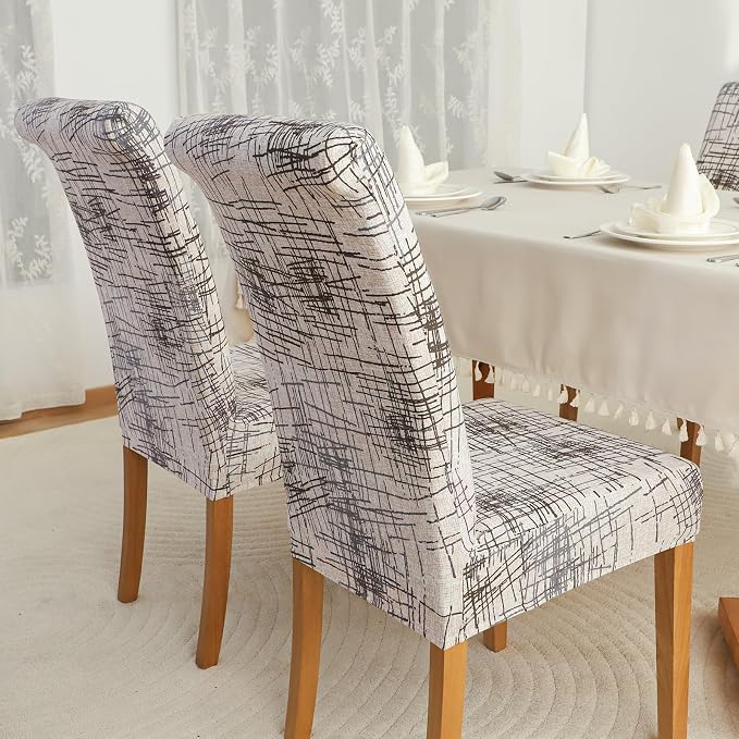 FORCHEER Chair Covers for Dining Chairs Set of 4,Beige Stretch Dining Room Chair Cover Kitchen Parsons Chair Slipcovers (Pack of 4, Beige) - Image 4