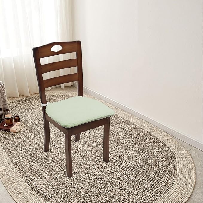 Plush Chair Cushion, Oval Chair Cushion Pad,Ultra Soft Nonslip Seat Pad,Comfortable Chair Cushion Cover,2PCS Memory Foam Chair Seat Cushion for Home Office Kitchen Dining Chairs Mint Green - Image 7