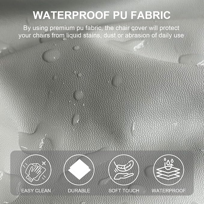 Waterproof Pu Leather Seat Covers for Dining Room Chairs Set of 4,Soft Chairs Seat Slipcovers,Dining Chair Cover Removable Washable Chair Protector Cover Stretch Kitchen Chair Covers - Image 2