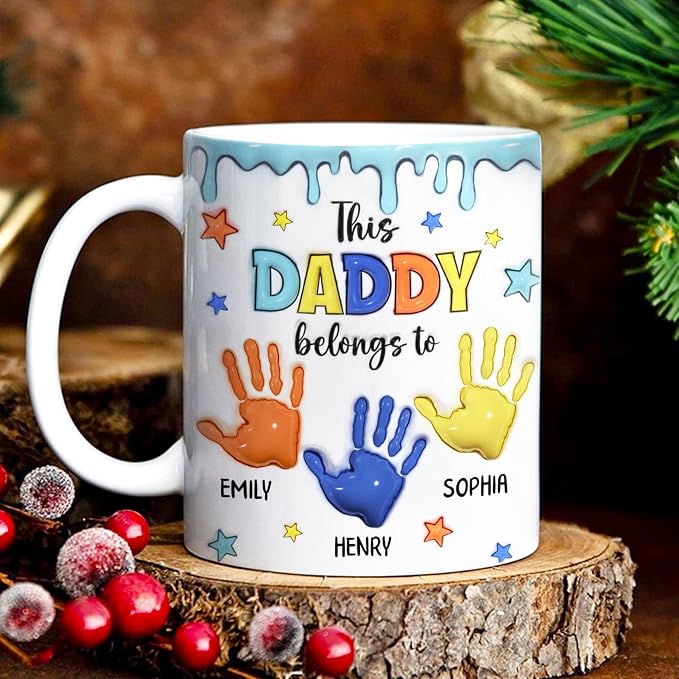 LOVELYPOD Custom Dad Mug with Kids Names, This Daddy Belongs to, Fathers Day Mugs, Dad Gifts from Daughter Son, Fathers Day Presents, Personalized Coffee Cup, Custom Daddy Gifts - Image 2