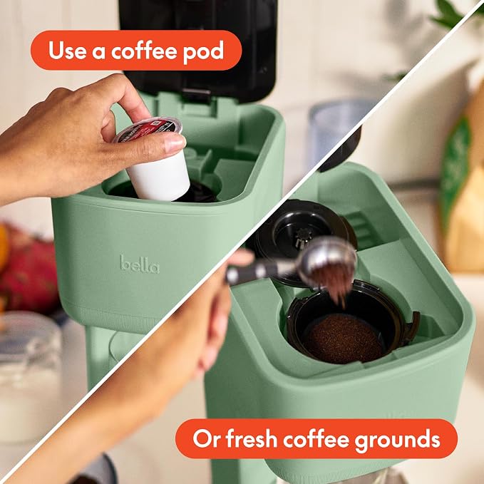 bella Single Serve Coffee Maker, K Cup & Coffee Ground Compatible, Seaglass - Image 3