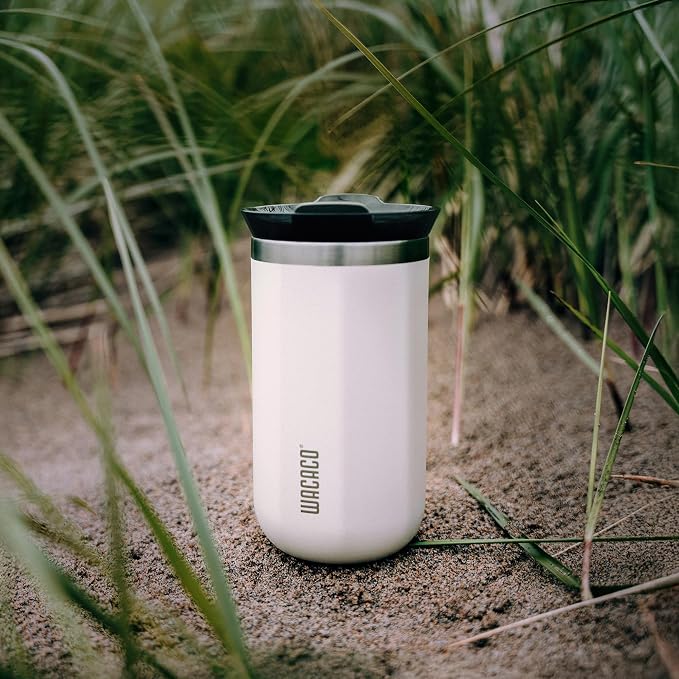 WACACO Octaroma Lungo Vacuum Insulated Coffee Mug, Double-wall Stainless Steel Travel Tumbler With Drinking Lid, 10 fl oz(300ml), Ceramic White - Image 2