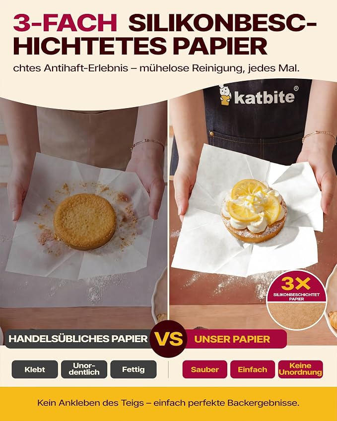 Katbite Tulip Cupcake Liners 200PCS, Standard Size Muffin Baking Cups White | Unbleached Greaseproof Food-Grade PFAS-Free 40 GSM ProSmooth Paper, No Fade Thick Bottom Wrappers for Party, Christmas, Gift - Image 3