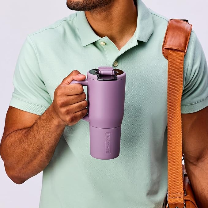 BrüMate Müv - 25oz 100% Leak Proof Insulated Coffee Mug with Handle & Lid - Stainless Steel Coffee Travel Mug - Double Walled Coffee Cup (Navy Polka Dots) - Image 2
