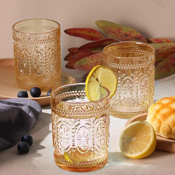 Darlion Amber Glassware, Vintage Drinking Glasses, 10oz Amber Glass Cups | Food Grade Glass, Lead-Free Glass, Durable&Sturdy, Vintage Decoration - Image 5