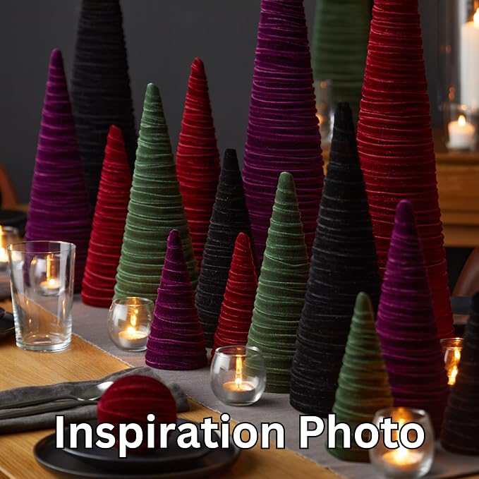 Your Heart's Content Wine Velvet Trees Set of 3, Valentine Tree Tabletop, Elegant Mantel Accent, Tablescape, Modern Farmhouse Centerpiece (Wine) - Image 2