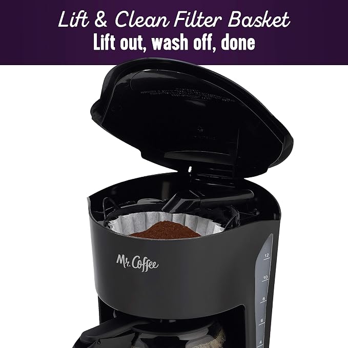 Mr. Coffee Black Coffee Maker, 12 Cups, with Auto Pause and Glass Carafe, Perfect for Home and Office Use - Image 4